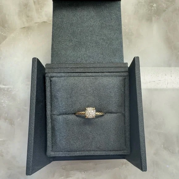 David Yurman Pave Diamond Petite Chatelaine Ring 18K Yellow Gold Like New Size 6 - Picture 4 of 5